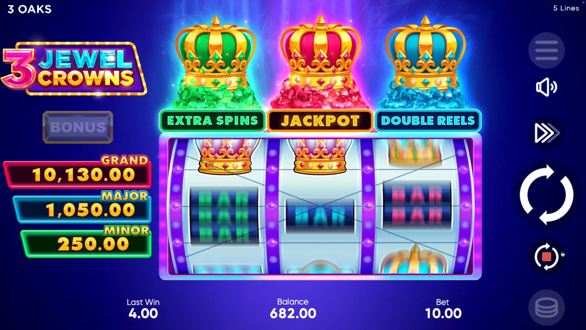 3 Jewel Crowns slot bets